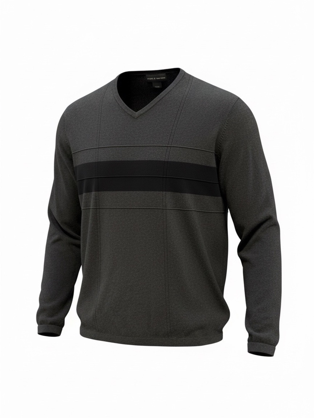 croft & barrow Men's Charcoal V-Neck Sweater with Black Stripe